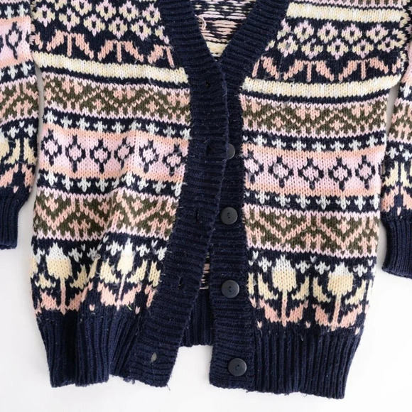 Vintage Pure Stuff Navy and Pink Knit Button Cardigan Size Small - Picture 8 of 12